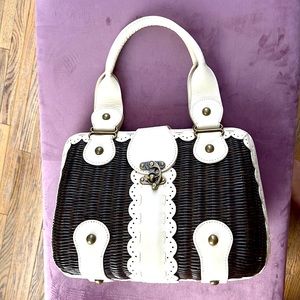 Isabella Fiore wicker and leather handbag with cool lock